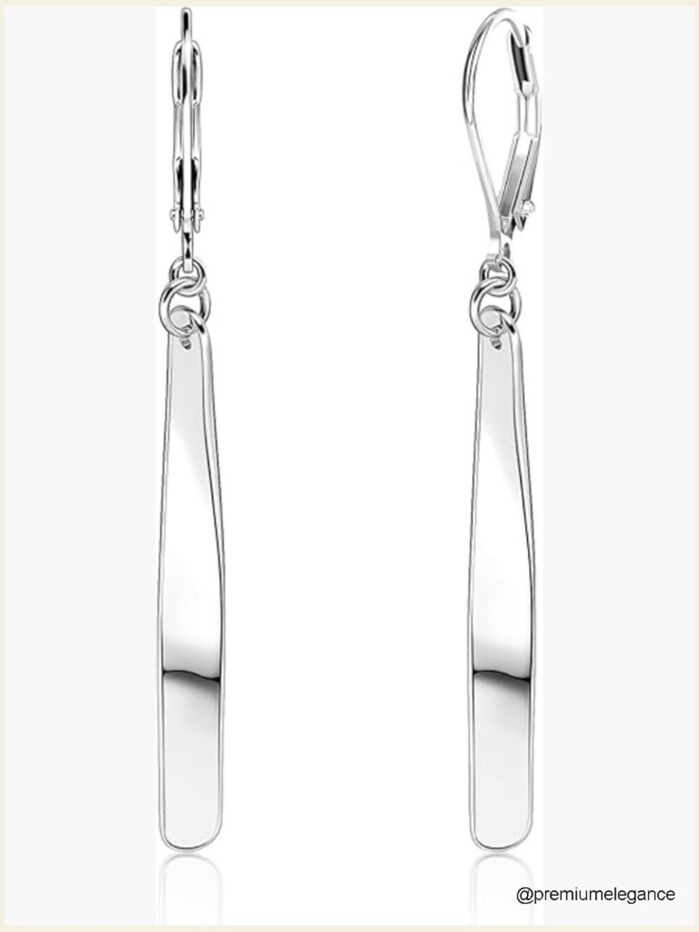 925 Sterling Silver Dangle Drop Earrings - Leverback Design - Lightweight Long